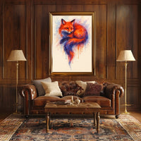 Vibrant Fox in Watercolor Poster