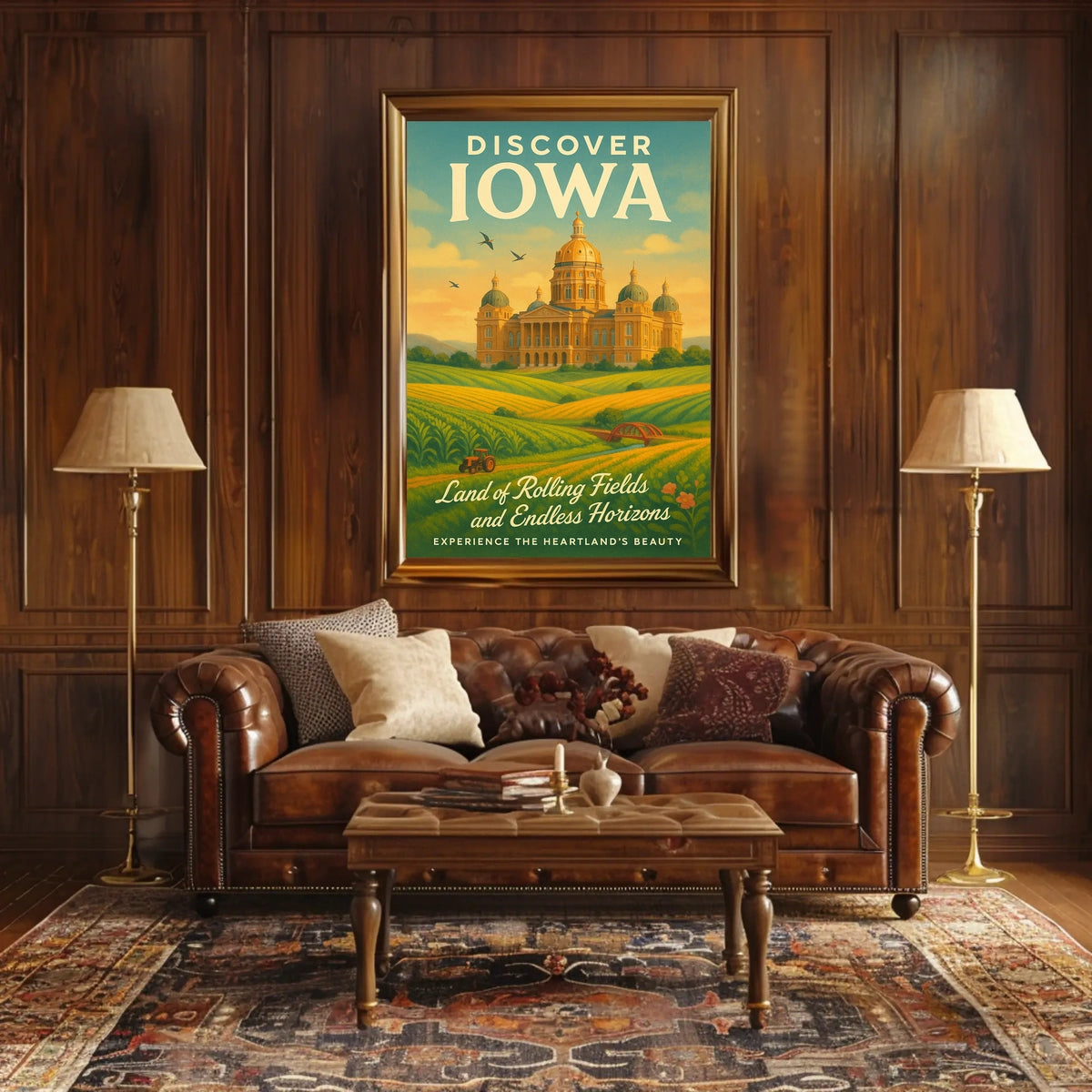 Discover Iowa Land of Rolling Fields Poster