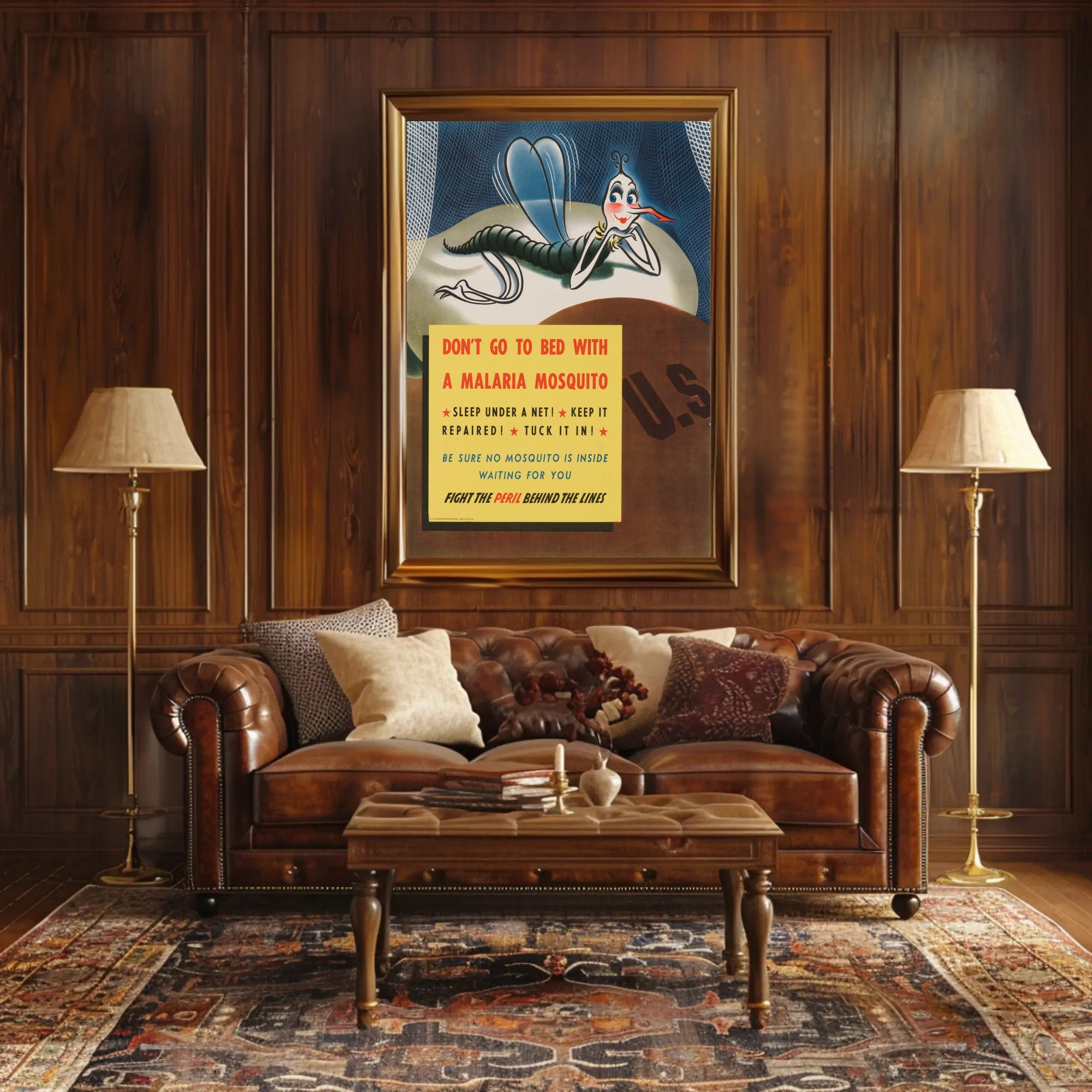 WWII Malaria Awareness Mosquito Net Poster PosterGoat