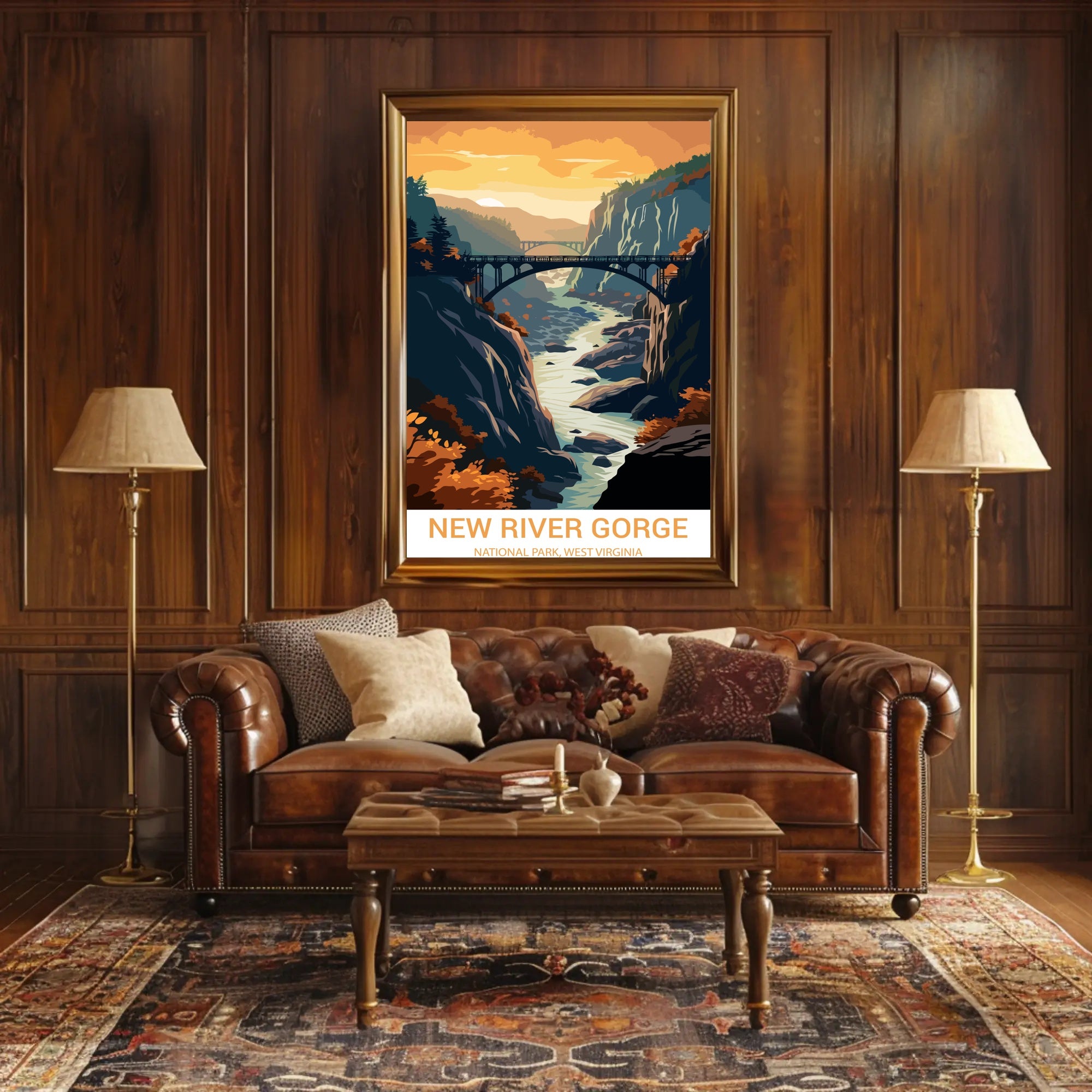 New River Gorge in Autumn Vintage National Park Poster