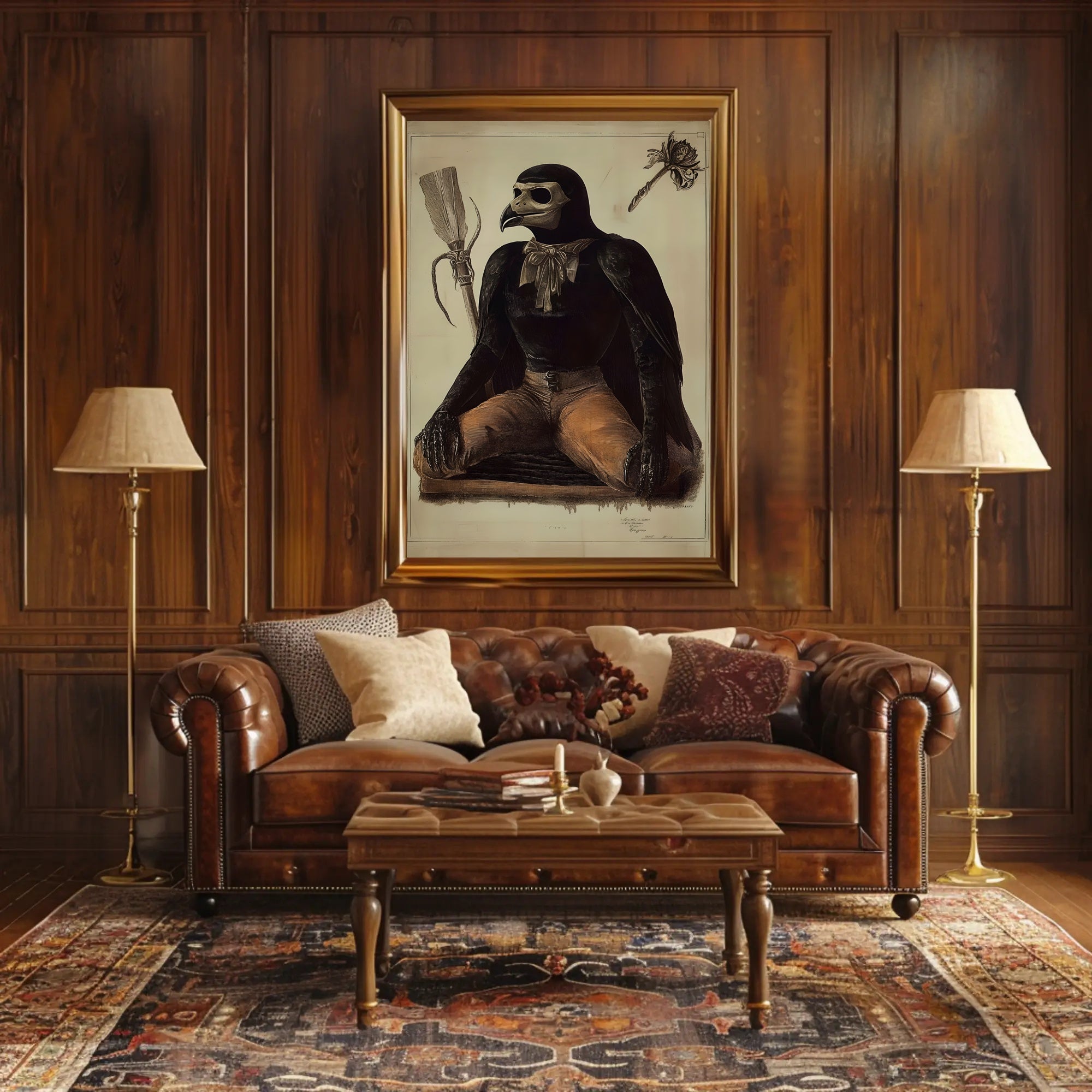 Anthropomorphic Bird Figure in Surrealistic Fantasy Mythology Poster PosterGoat