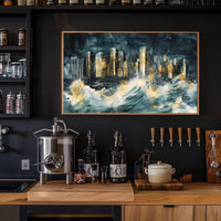 Cityscape Amidst the Storm Poster