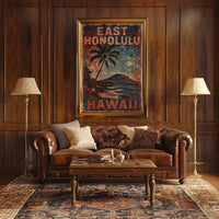 East Honolulu Wanderlust Vintage Travel Poster