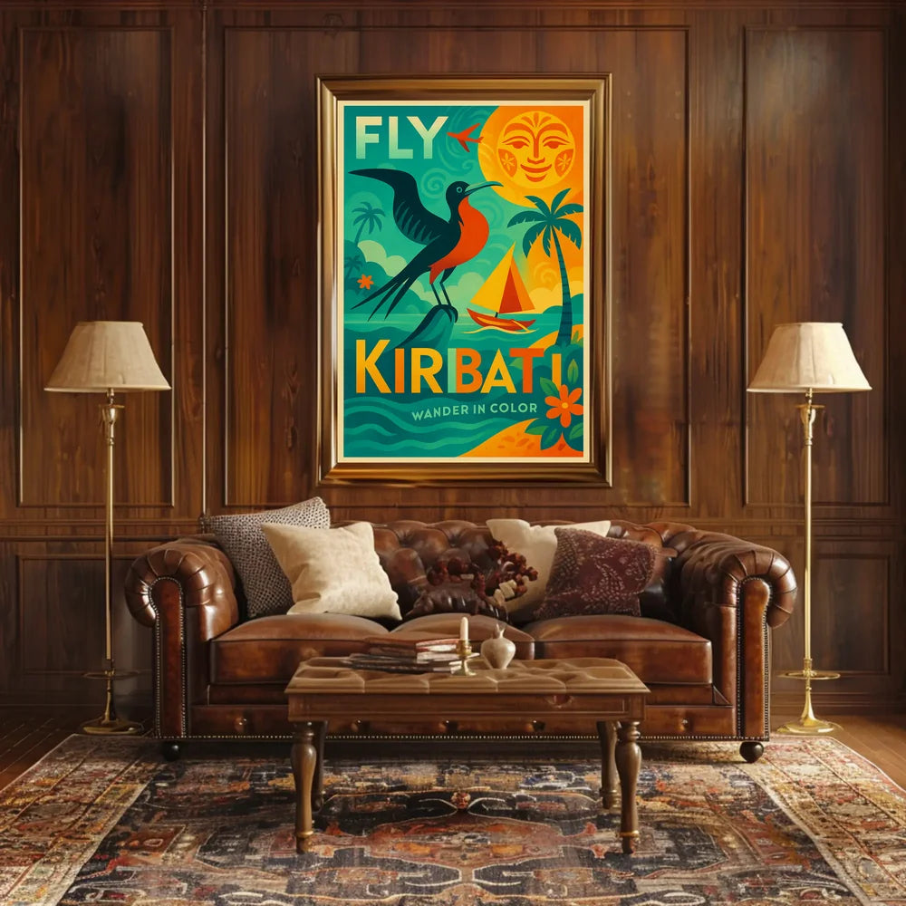 Kiribati Tropical Escape Retro Travel Poster PosterGoat