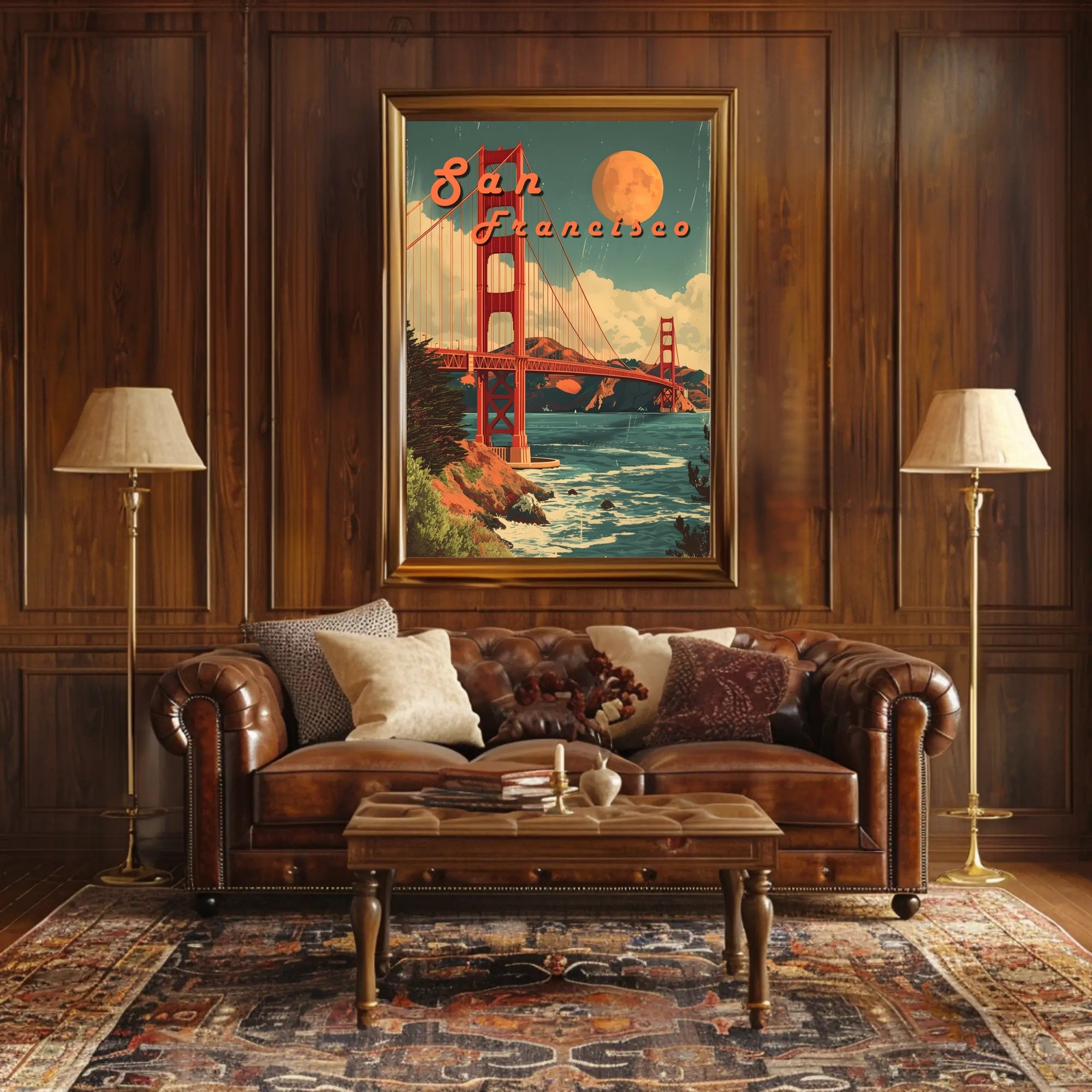 Golden Gate Bridge Retro San Francisco Travel Poster