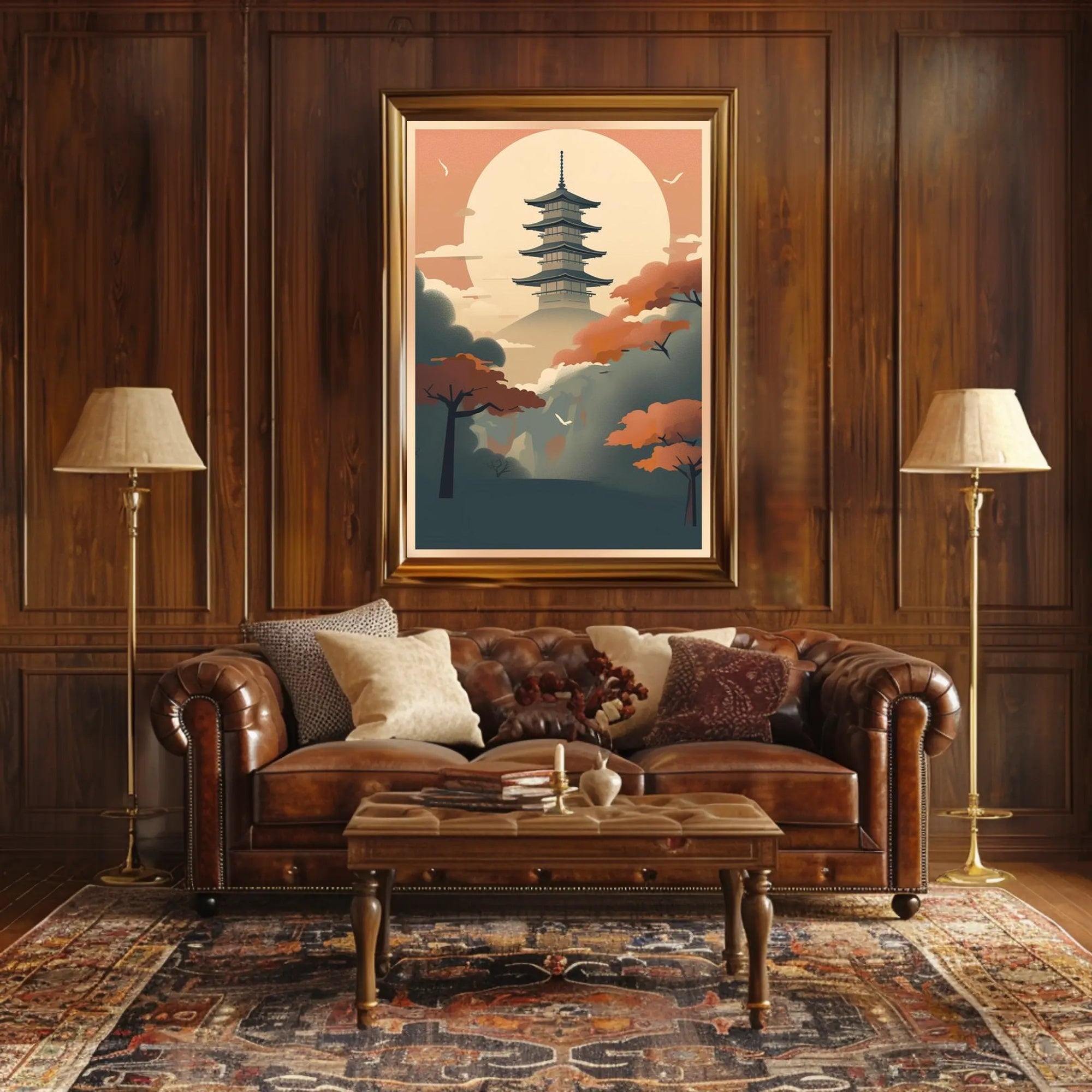 Serene Pagoda at Dusk Poster