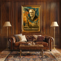 Franklin D. Roosevelt 32nd President of the United States Layered Digital Collage Poster