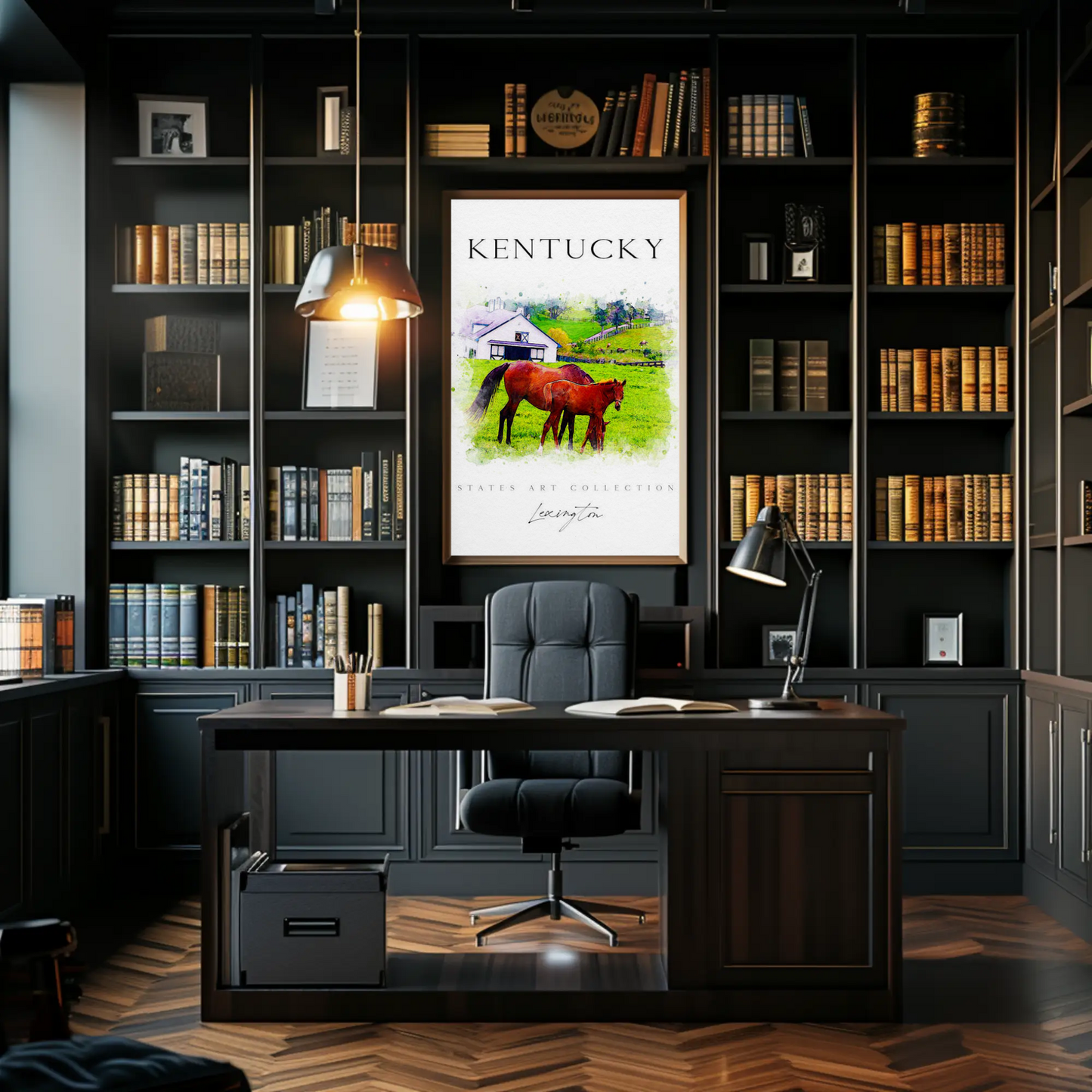 Kentucky Horse Farm Lexington Pastoral Scene Poster