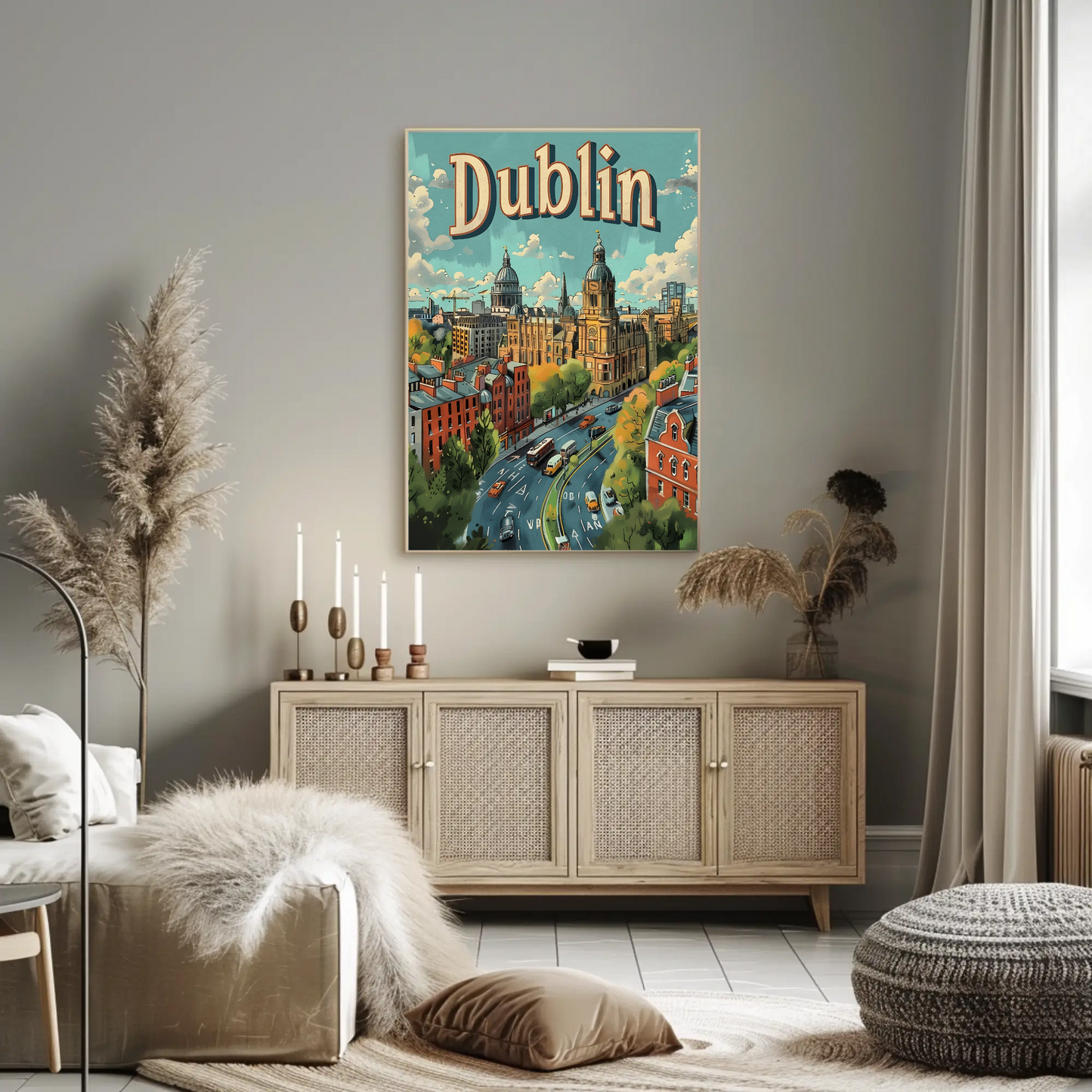Vintage Poster - Dublin Skyline View