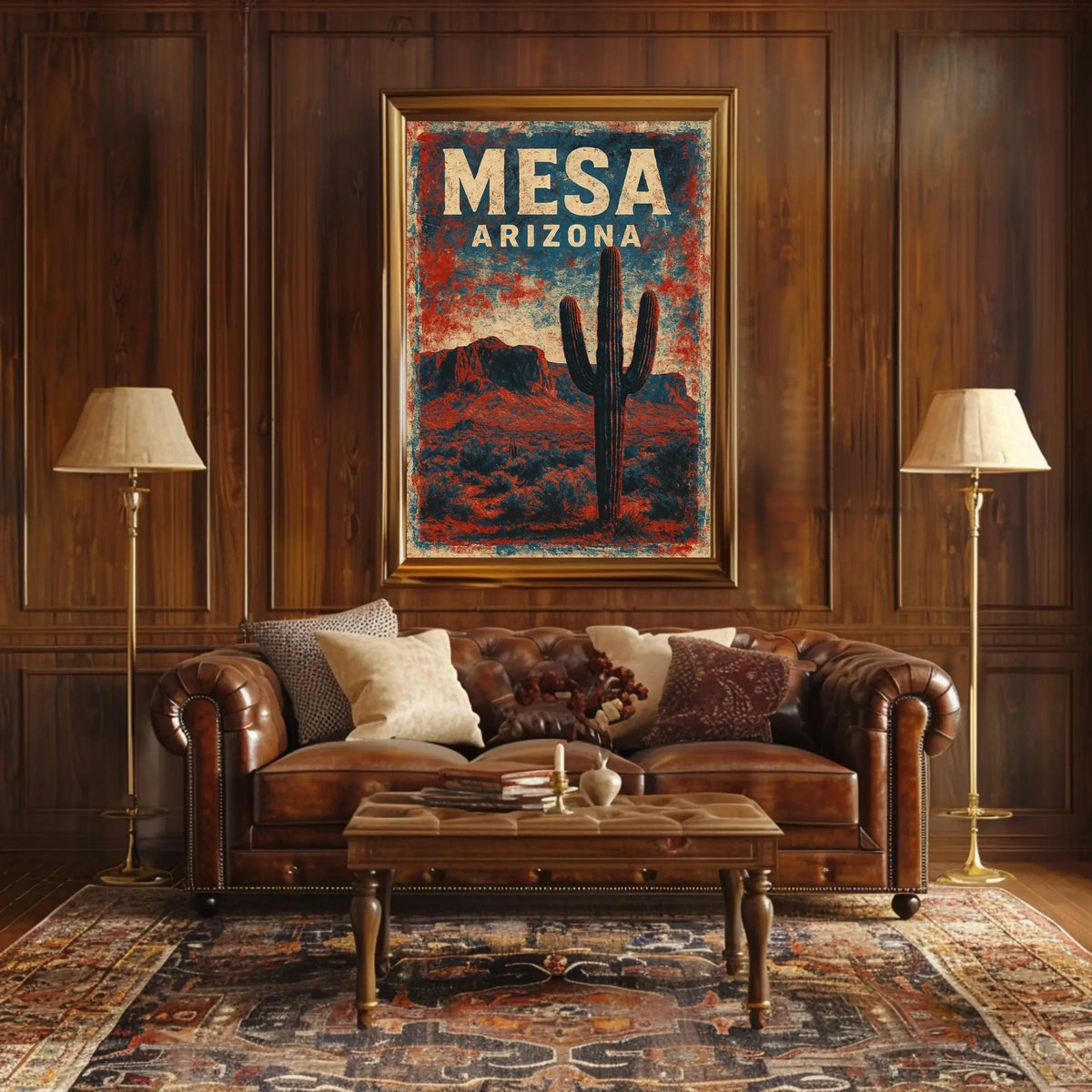 Mesa Desert Adventure Art Deco Explorer Poster