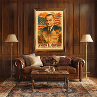 Lyndon B. Johnson 36th President of the United States Layered Digital Collage Poster