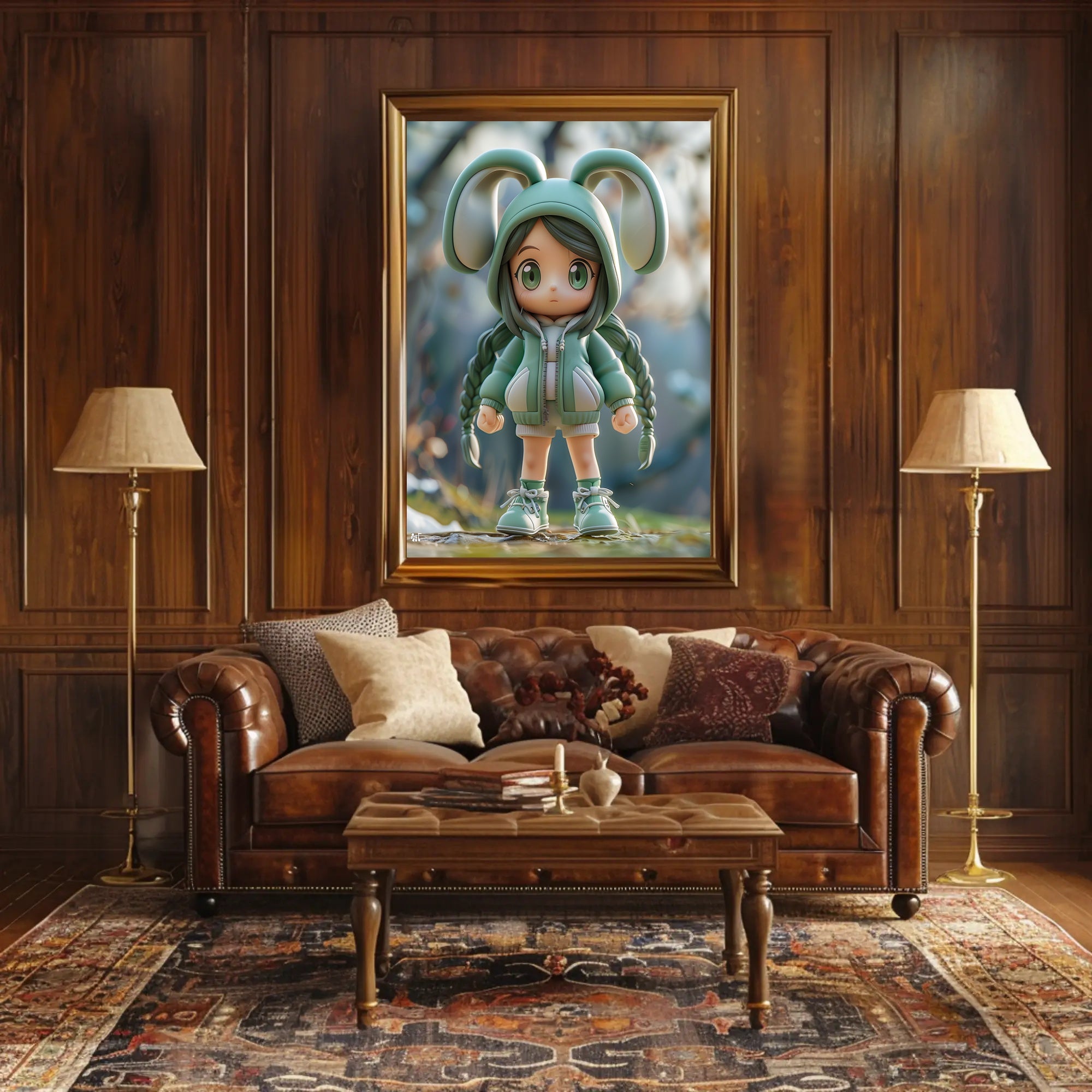 Chibi Bunny Ears Anime Pop Culture Poster PosterGoat