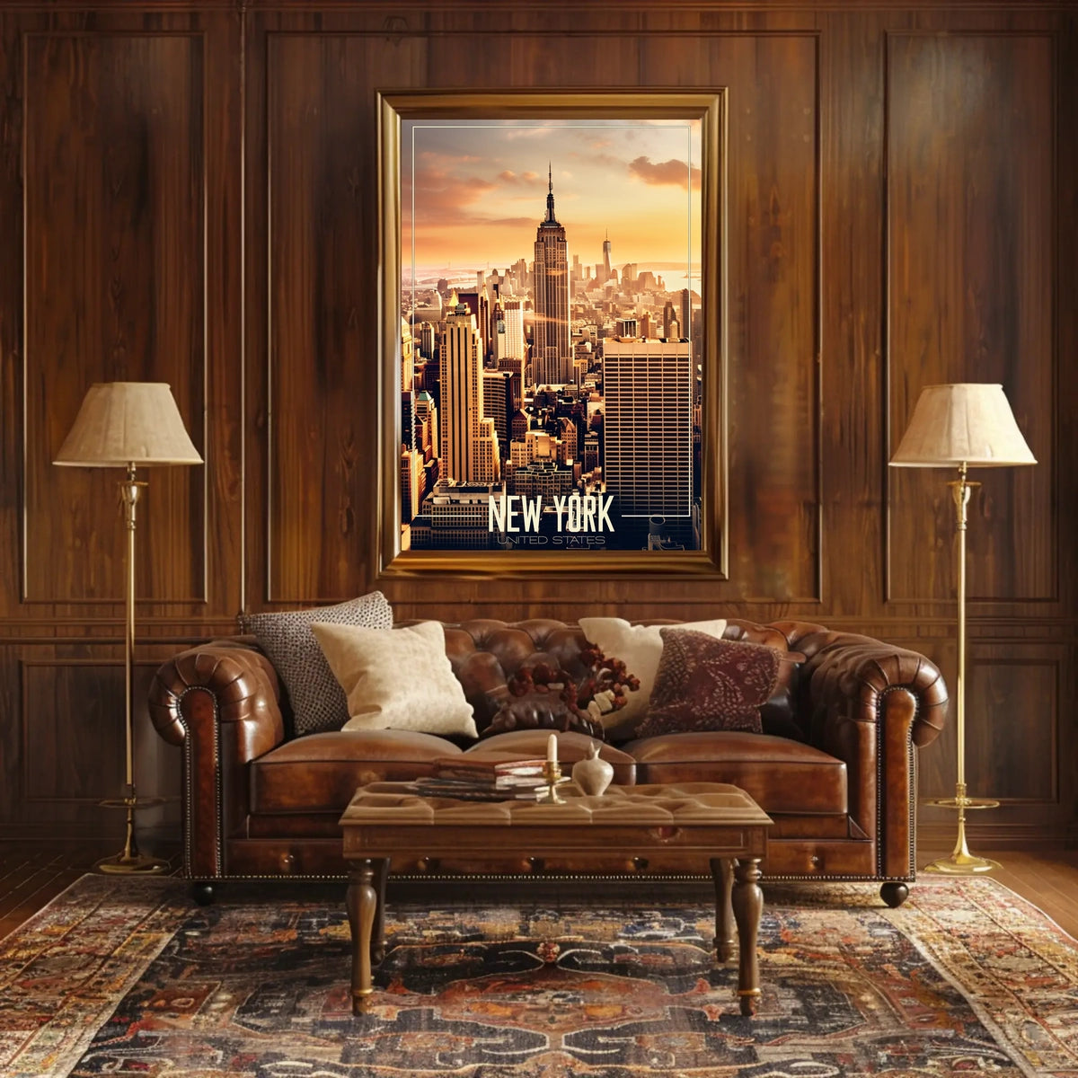 New York City Skyscrapers Sunset Poster Modern Wall Art