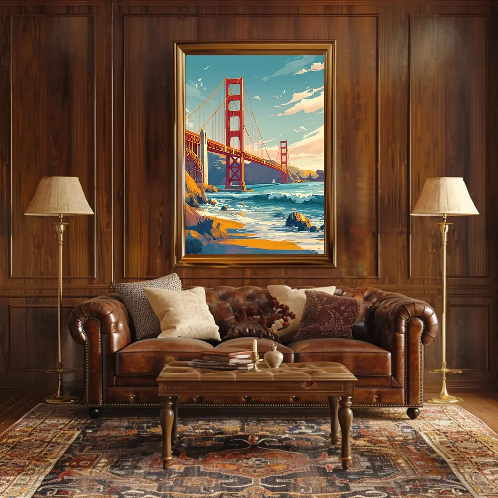 Golden Gate Bridge Vibrant Modern Art Poster
