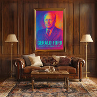 Gerald Ford 38th President of the United States Neon Gradient Overlay Poster