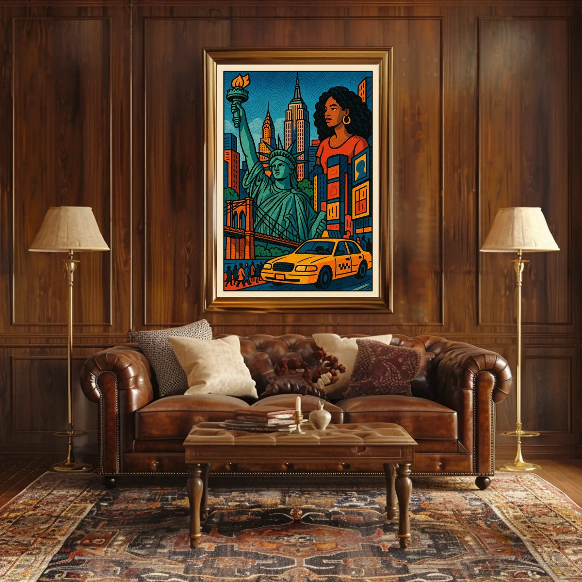 New York City Vibrant Cityscape Poster Abstract Wall Art