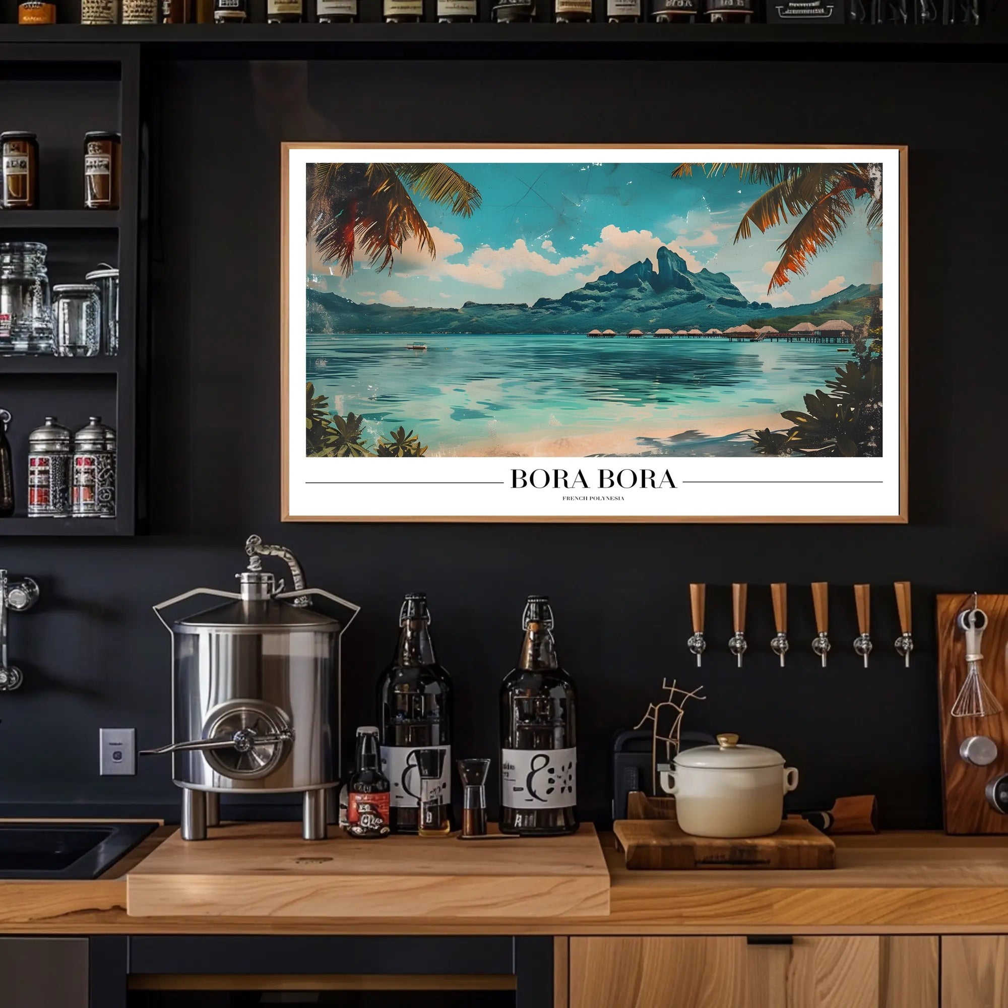 Bora Bora Vintage Travel Illustration Poster