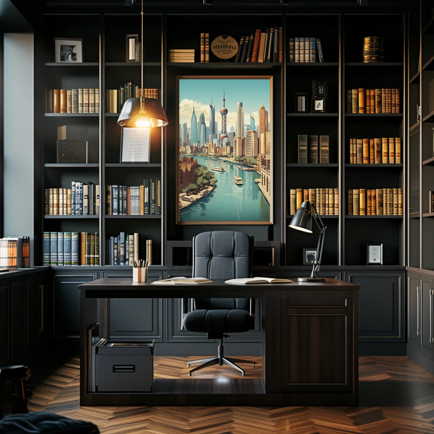 Shanghai Modern Skyline and River Travel Poster