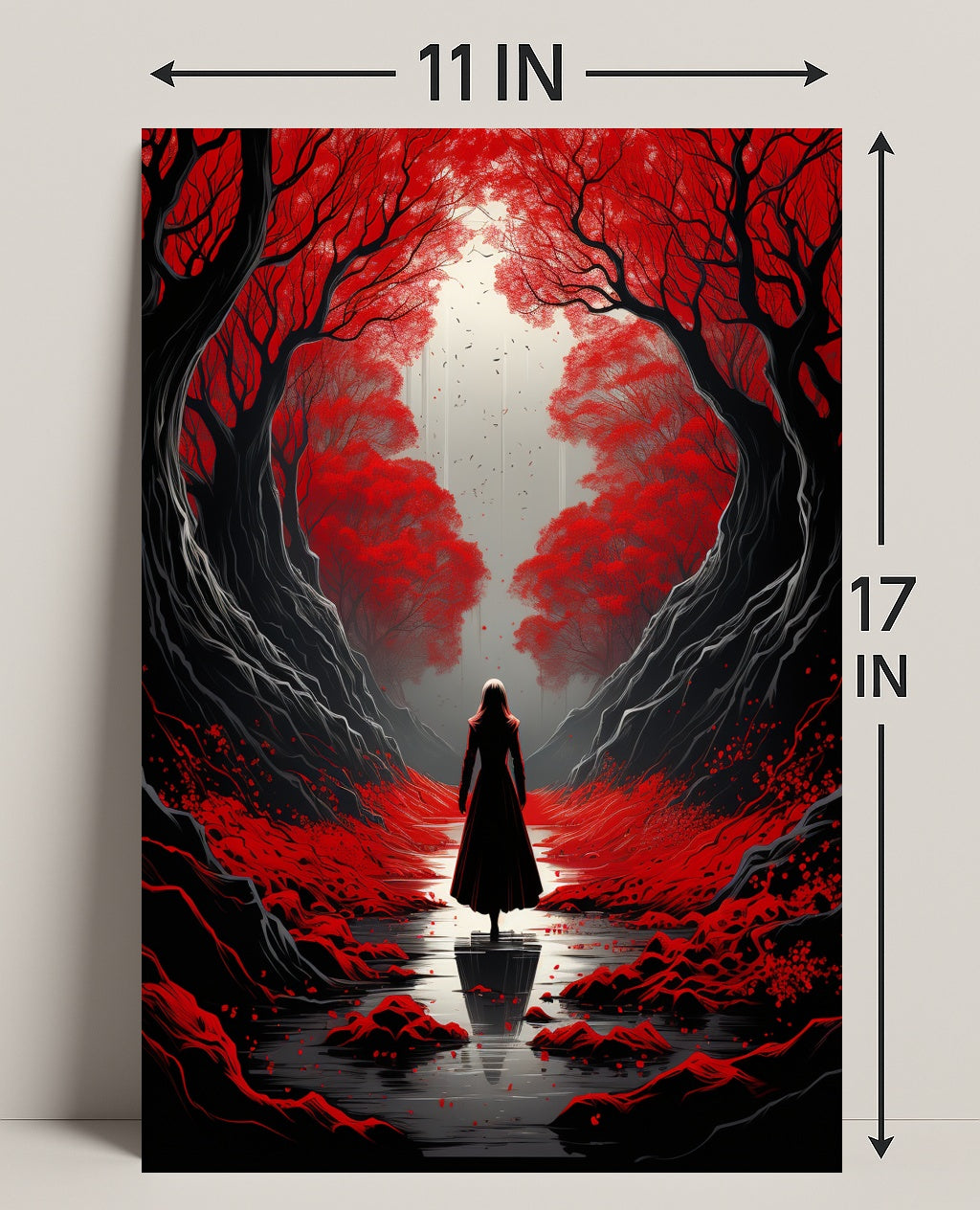 Enchanted Red Forest Poster