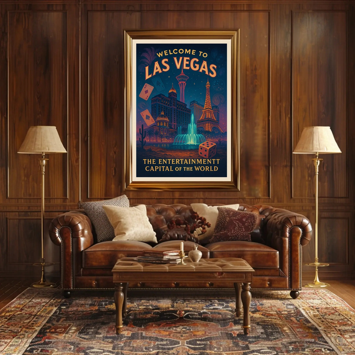 Las Vegas Vintage Travel Poster: Iconic Landmarks & Glamour