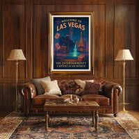 Las Vegas Vintage Travel Poster: Iconic Landmarks & Glamour
