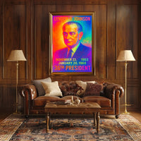 Lyndon B. Johnson 36th President of the United States Neon Gradient Overlay Poster