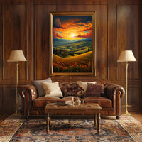 Sunset Over Rolling Hills Poster