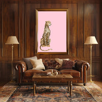 Leopard Against Pink Background Animal Poster PosterGoat