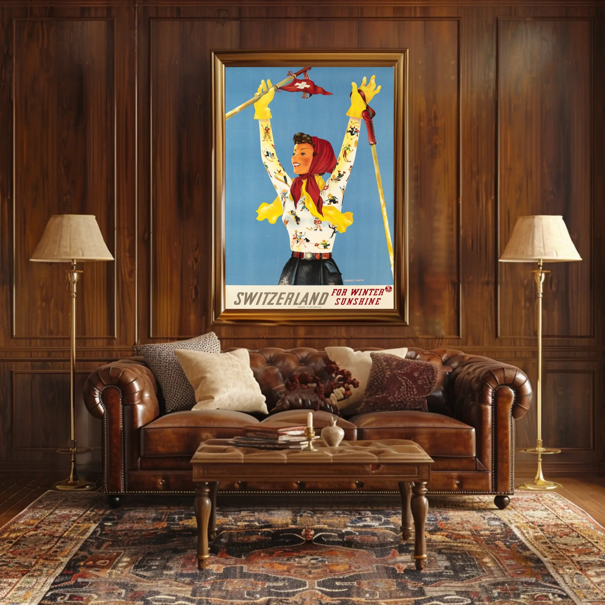 Vintage Swiss Ski Adventure Travel Poster PosterGoat