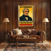 William Henry Harrison 9th President of the United States Inked Comic Style Poster