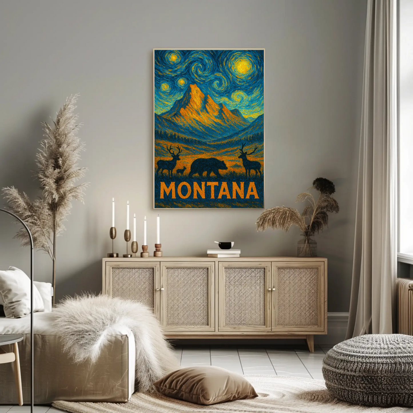 Montana Starry Night Poster