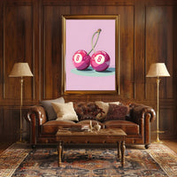 Cherry Billiard Balls Pop Culture Poster PosterGoat