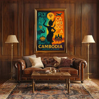Vibrant Retro Cambodian Travel Adventure Poster PosterGoat