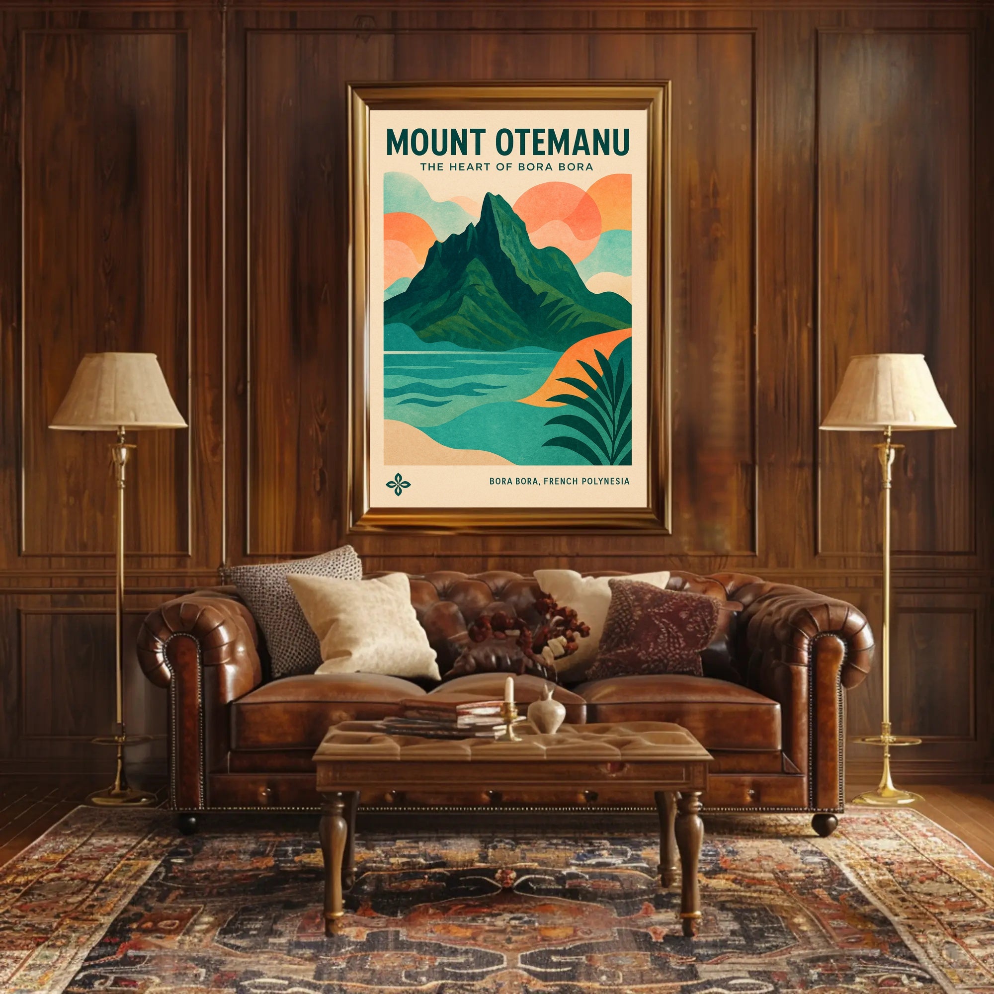 Mount Otemanu Vintage Travel Illustration Poster PosterGoat