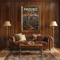 Nostalgic Phoenix Desert Cityscape Vintage Poster