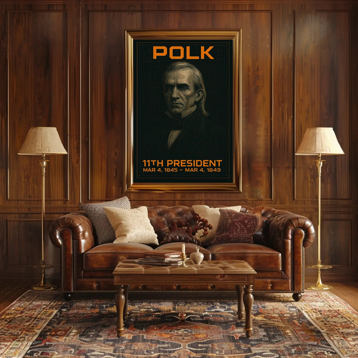 James K. Polk 11th President of the United States Techno Schematic Poster