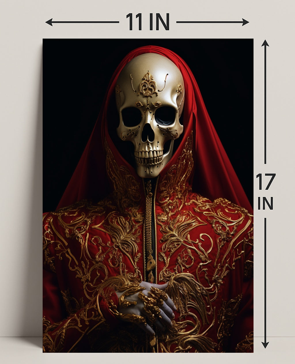 Regal Elegance In Red And Gold Poster PosterGoat