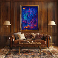 New York City Nightlife Poster Abstract Cityscape Wall Art