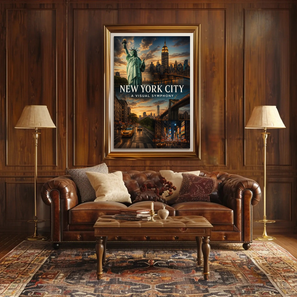 New York City Iconic Landmarks Poster Modern Wall Art