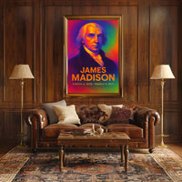 James Madison 4th President of the United States Neon Gradient Overlay Poster