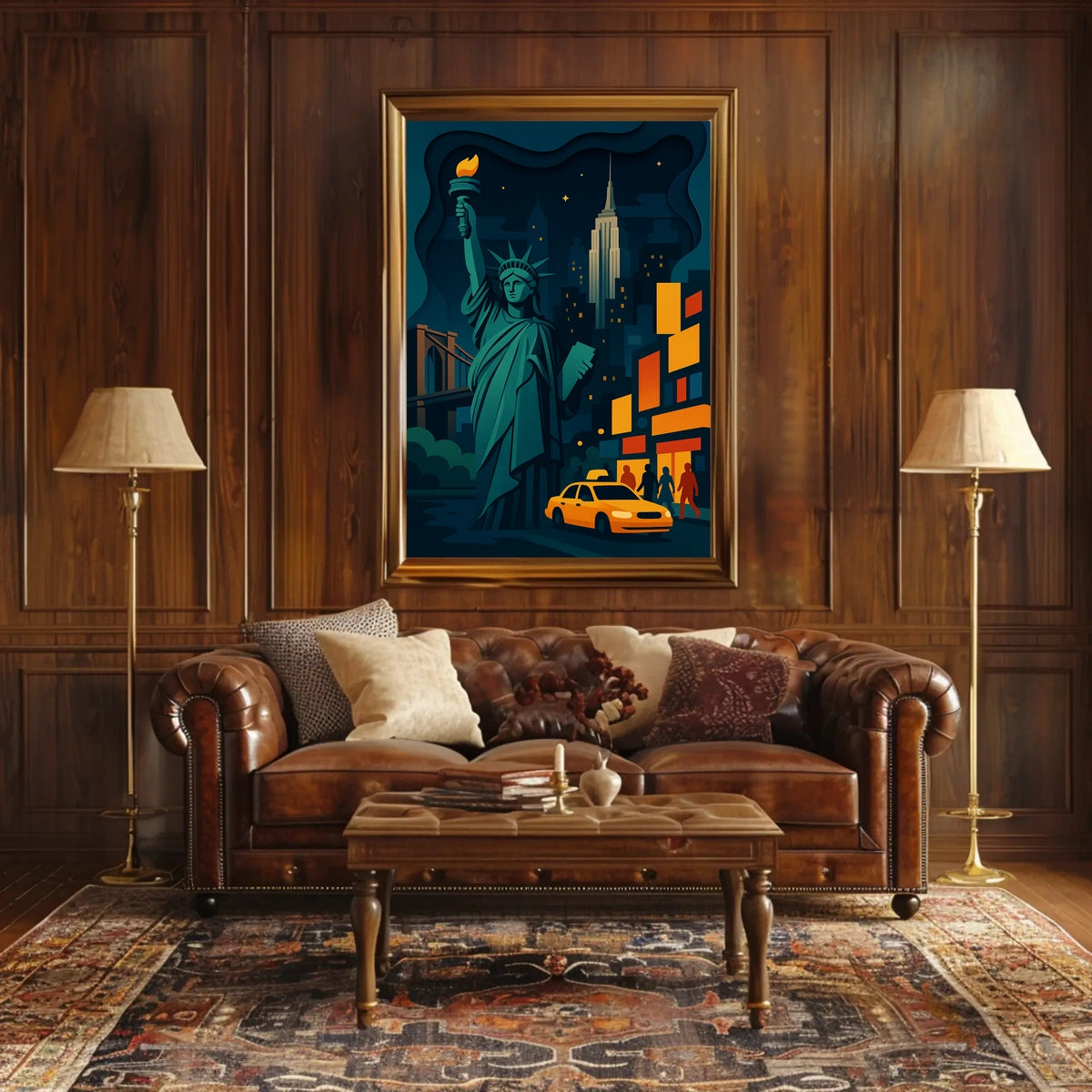 New York City Nightlife Skyline Poster Modern Wall Art