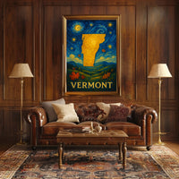 Vibrant Vermont Silhouette Art Print: Abstract or Artistic Poster