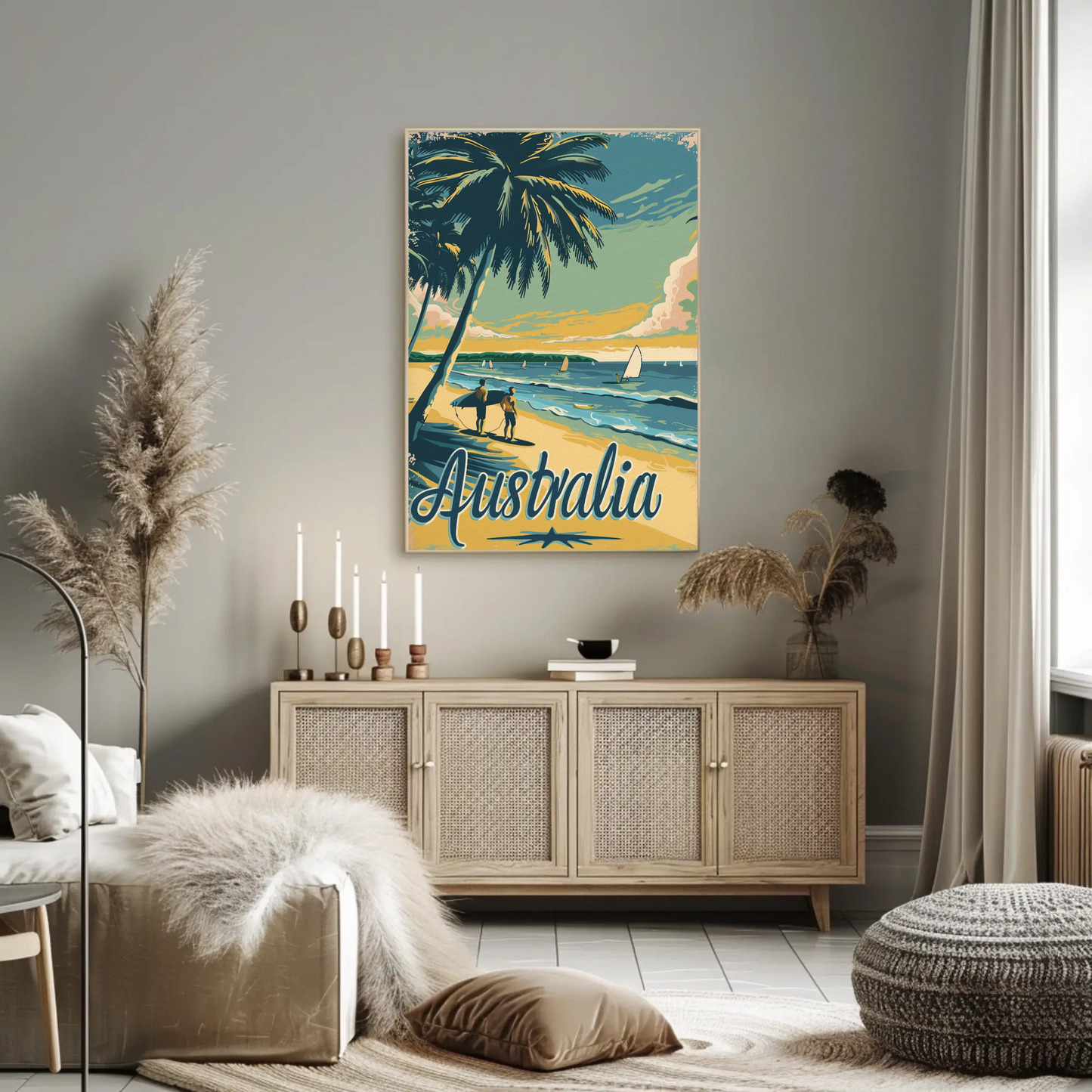 Vintage Travel Poster - Australia Beach Surf
