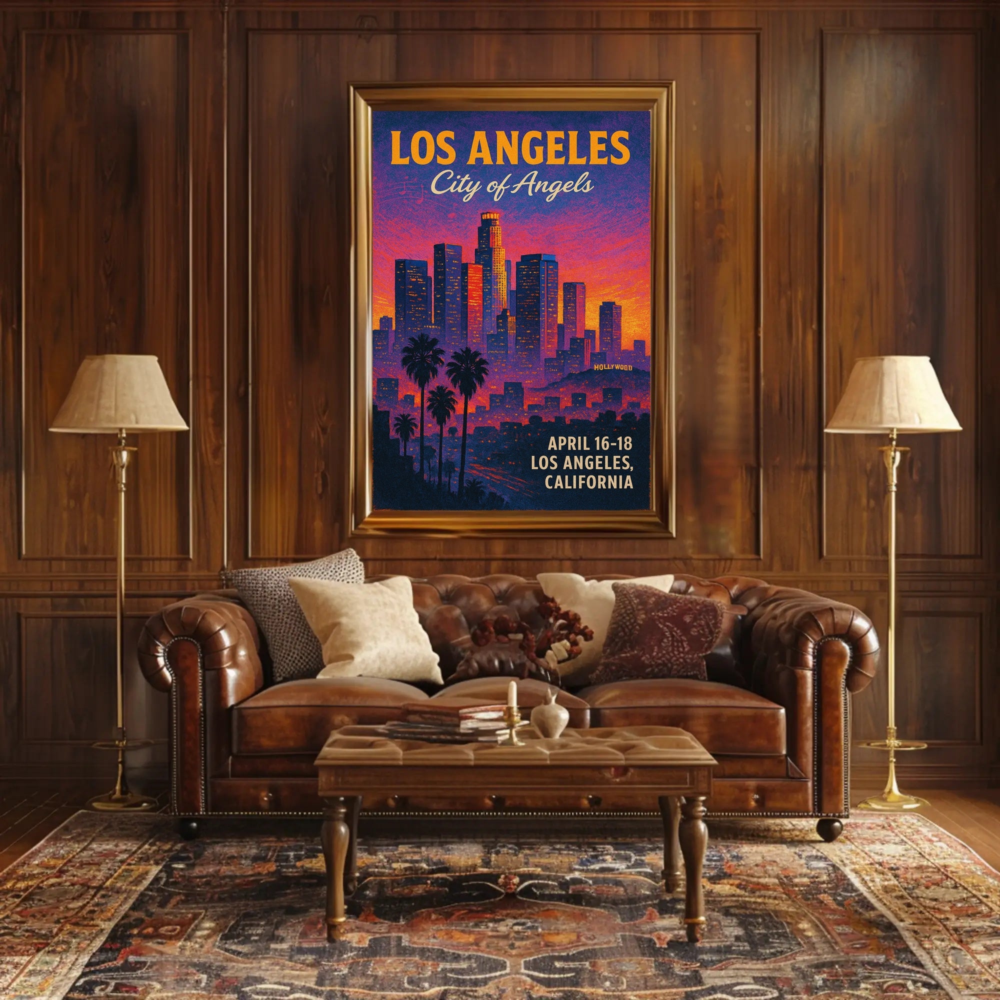 Los Angeles Skyline Vintage Illustration Urban or Cityscape Poster