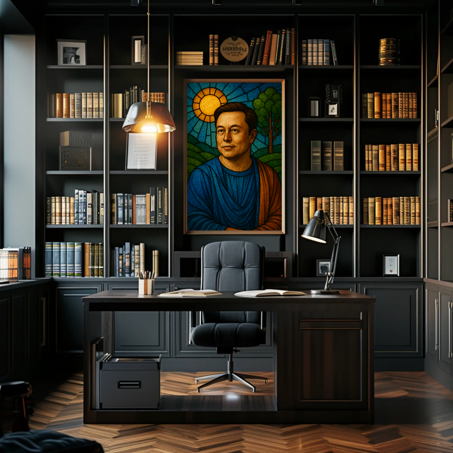 Elon Musk Modern Icon Stained Glass Poster