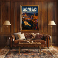 Las Vegas Poster Dreams Shine Bright Skyline Travel Decor
