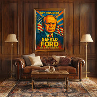 Gerald Ford 38th President of the United States Colorful Comic Book Style Poster