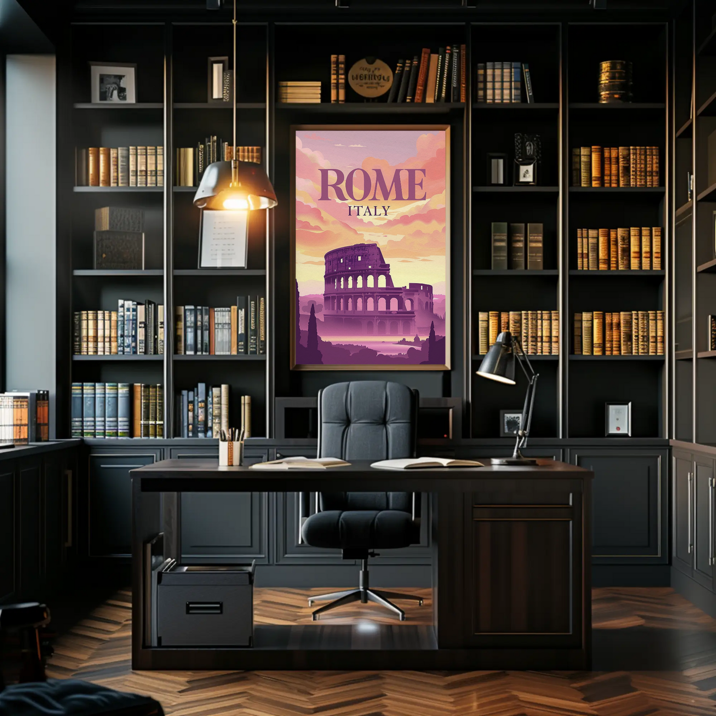Rome Colosseum Sunset Italy Ancient Ruins Travel Poster