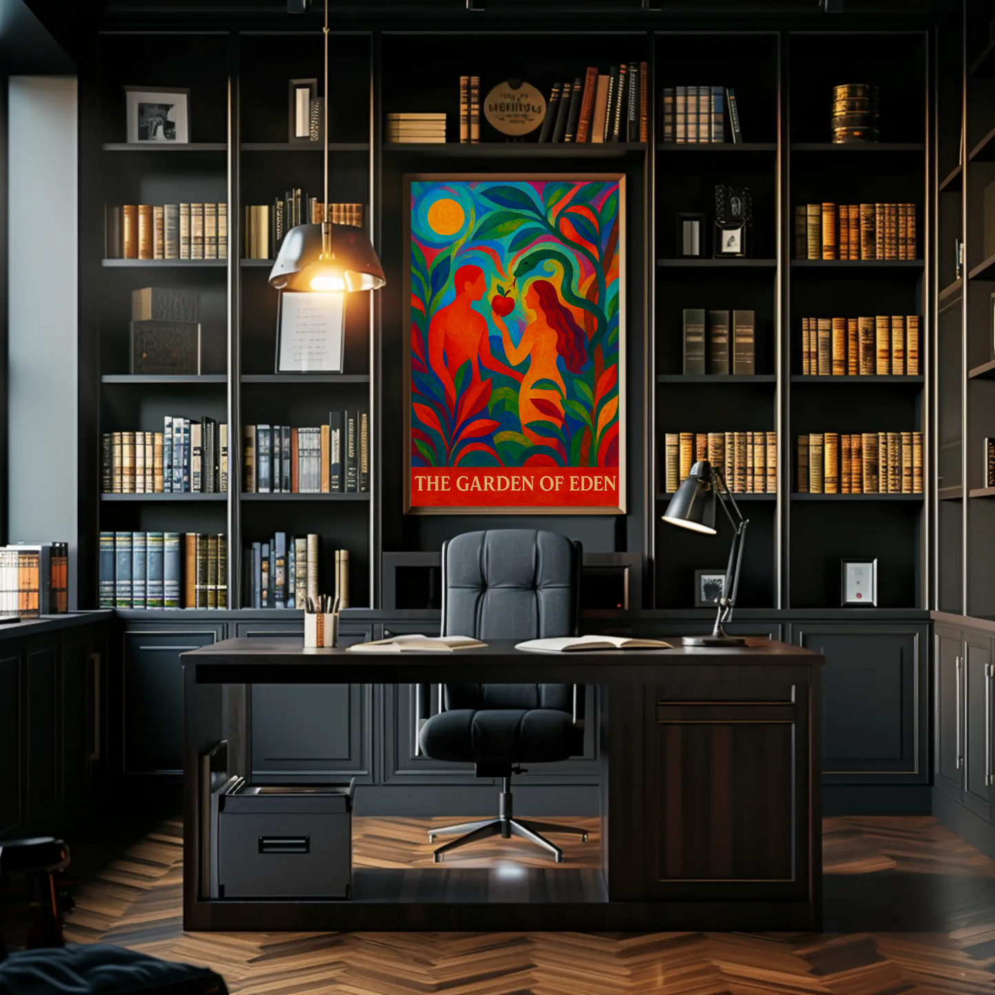 Garden Of Eden Abstract Adam Eve Colorful Poster