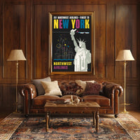 Fly Northwest Airlines Poster Vintage Travel Wall Art